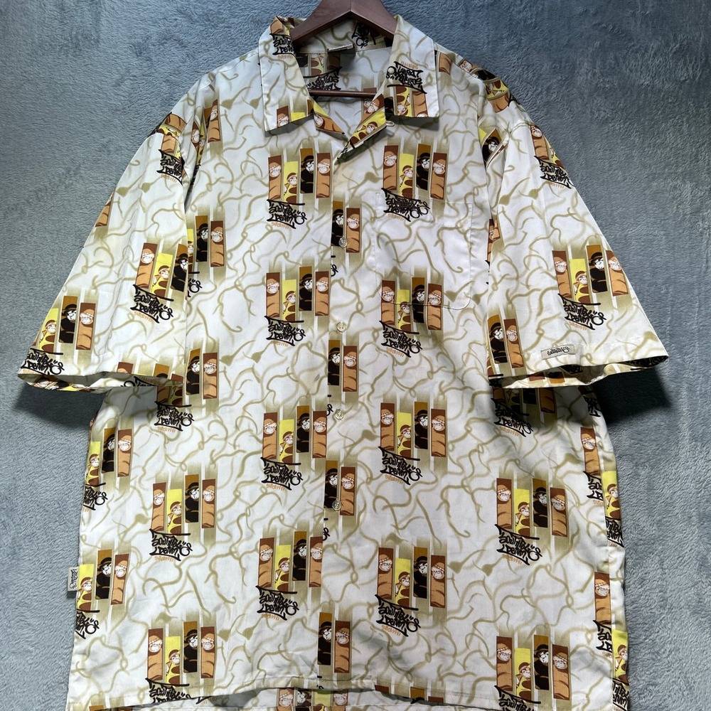 Vintage Southpole Mens XXL Short Sleeve Button‎ Down Shirt Graphic Print Hip Hop